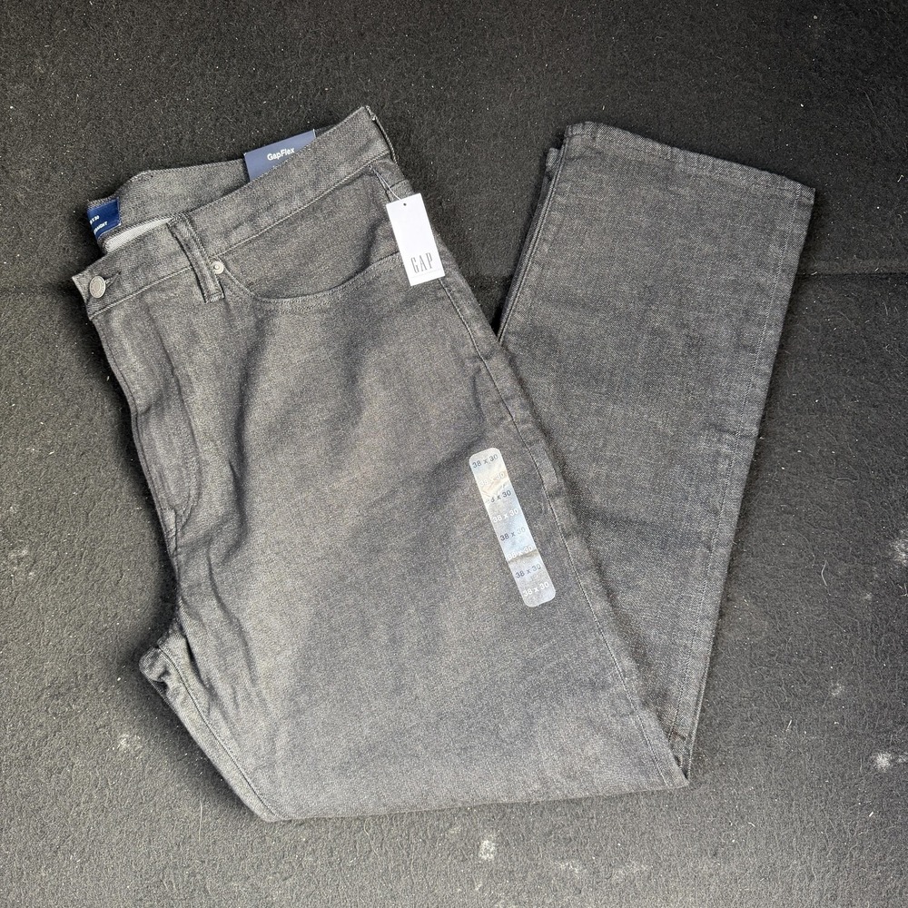 Gap Jeans Mens 38x30 Black Rinse Straight‎ GapFlex Mid Rise Stretch Denim